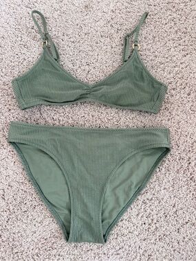 aerie Ribbed Bikini Bottom in Sage Green